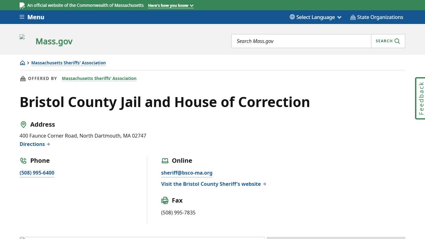 Bristol County Jail and House of Correction Mass.gov